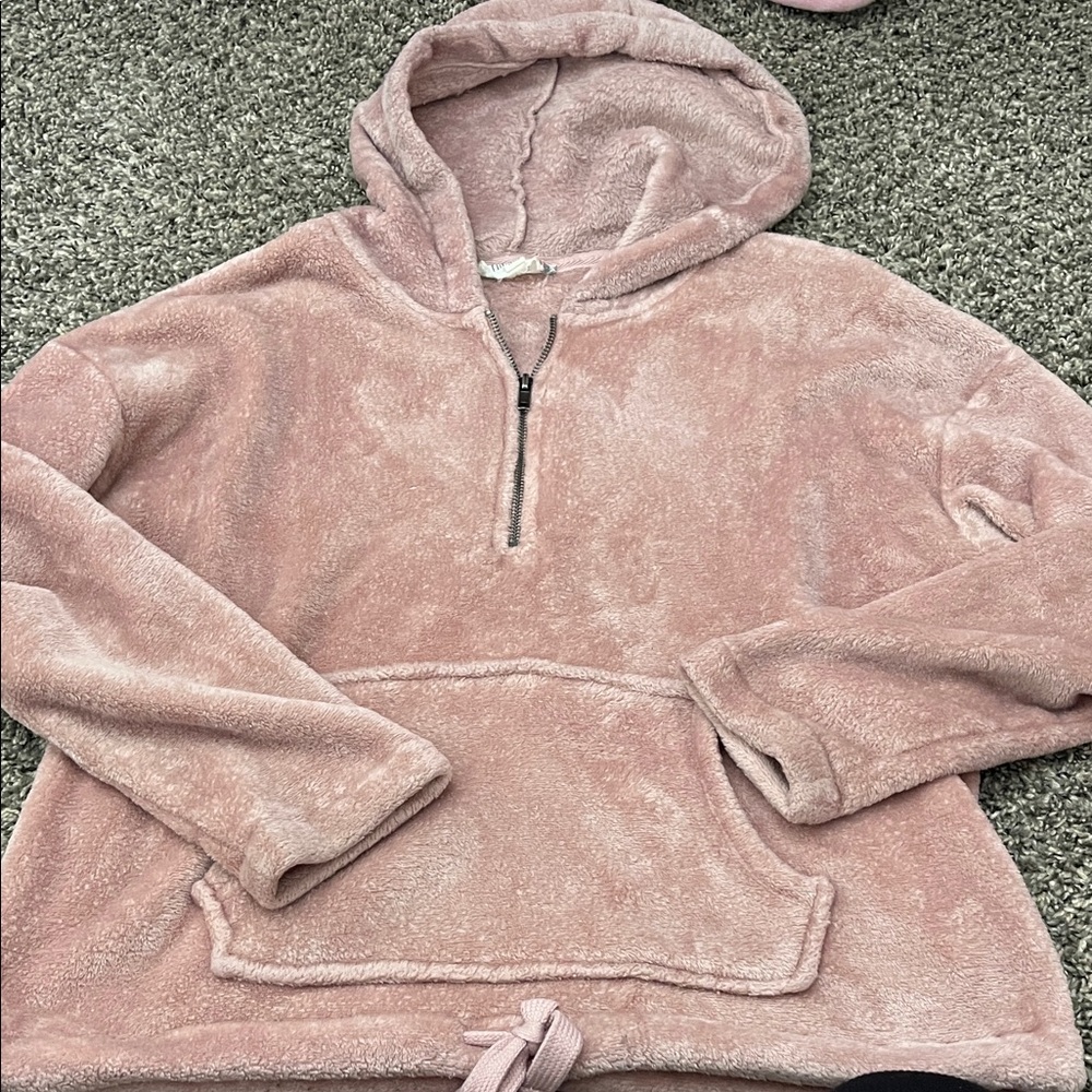 Pink Rose Plush Pink Hoodie
